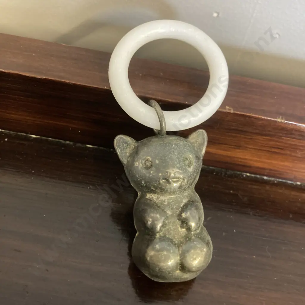 Vintage Silver Plate Bear Babies Rattle And Teething Ring Image 1++
